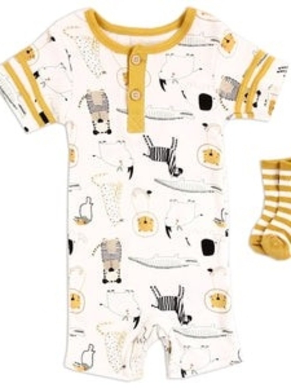 Cream and Mustard Animal-Print Baby One-Piece Bodysuit